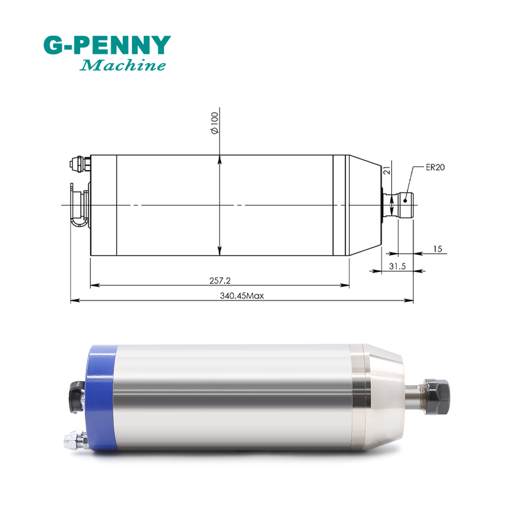 G-PENNY  3.7kw ER20 Metal Work - đánh giá và giá Water Cooled Spindle